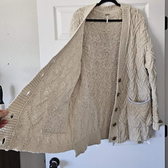 Free People Knit Oversized Baggy V Neck Cardigan Sweater #68 - Picture 5 of 10